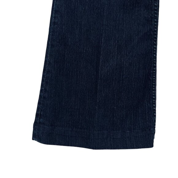 Ellen Schwartz Ellen B Women's Navy Denim Jeans Sie 12 Wide Leg Mid Rise Stretch - Picture 10 of 11